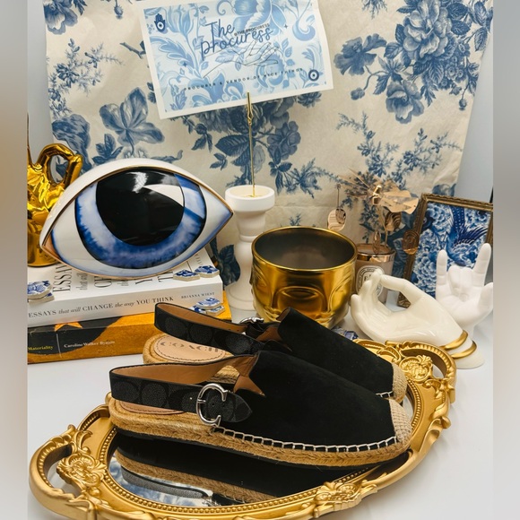 🆕 COACH 🧿 NWOT Black Suede Candice Espadrille - Size US 6 - Picture 2 of 16